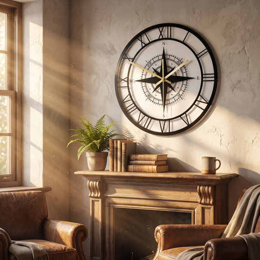 Nautical Compass Wall Clock