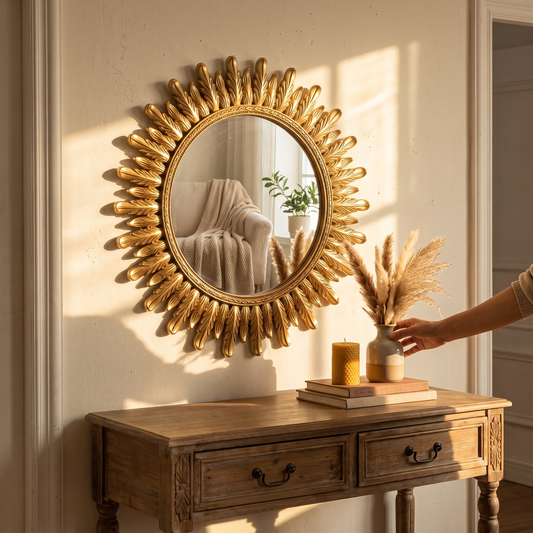 Round Wall Mirror 31 cm Gold