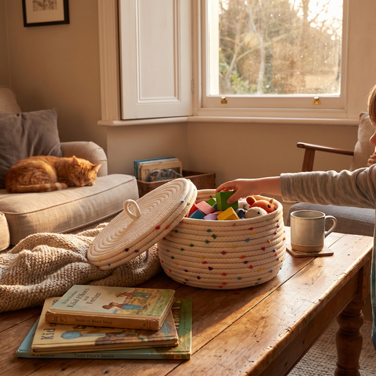 Cotton Rope Storage Basket with Lid