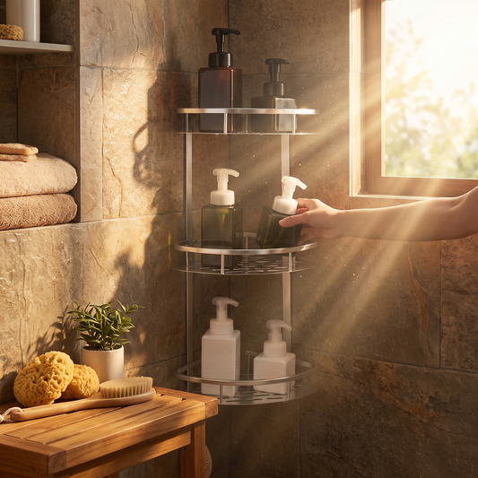 Three-Tier Aluminium Bathroom Corner Shelf