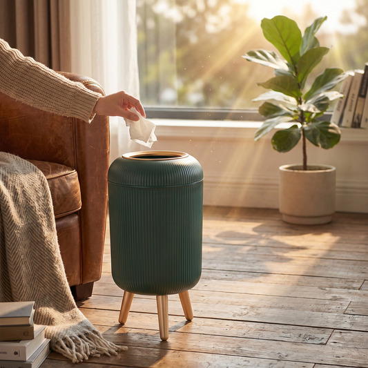 Ten-Litre Lidded Bathroom Bin
