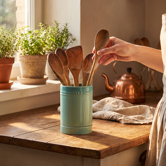 Glazed Ceramic Utensil Crock
