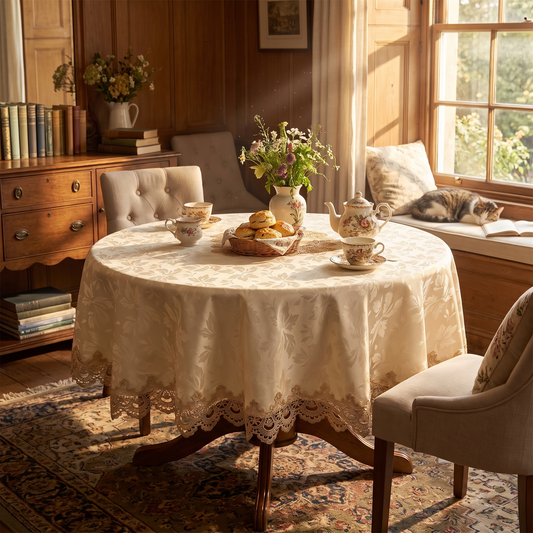 Victorian Lace Round Tablecloth