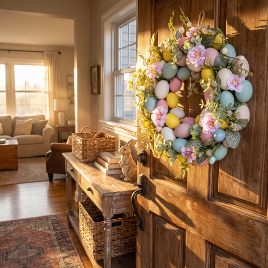 Ribbon and Egg Spring Wreath