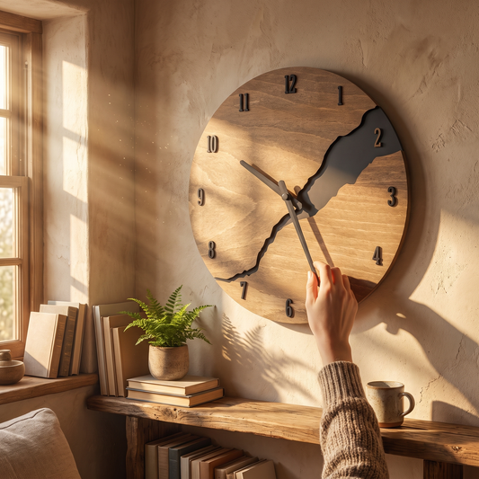 Rustic Cracked Wood Wall Clock