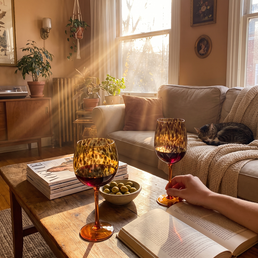Amber Leopard Print Wine Glass