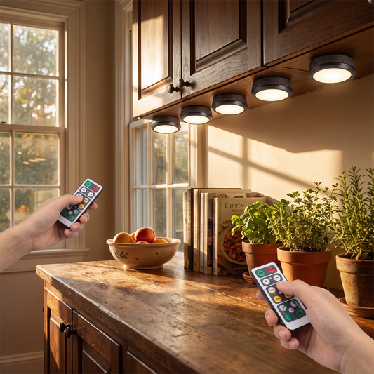 Remote-Control LED Puck Lights Set of Six