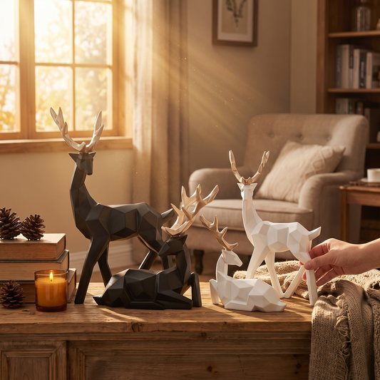 Abstract Deer Sculpture Pair