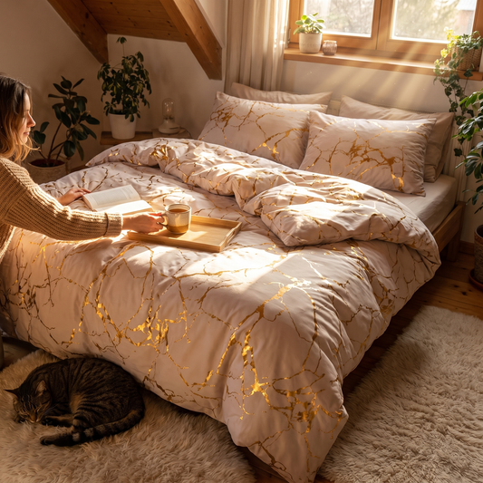 Marble Print Duvet Cover Set