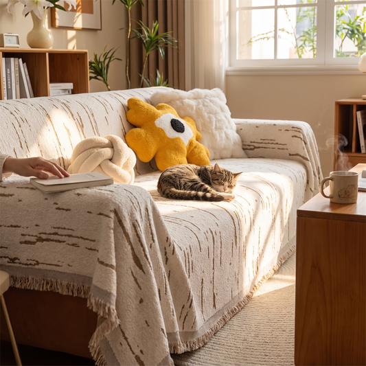 Driftwood Jacquard Tassel Sofa Cover