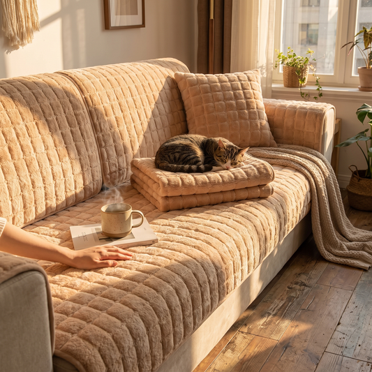 Quilted Plush Non-Slip Sofa Runner