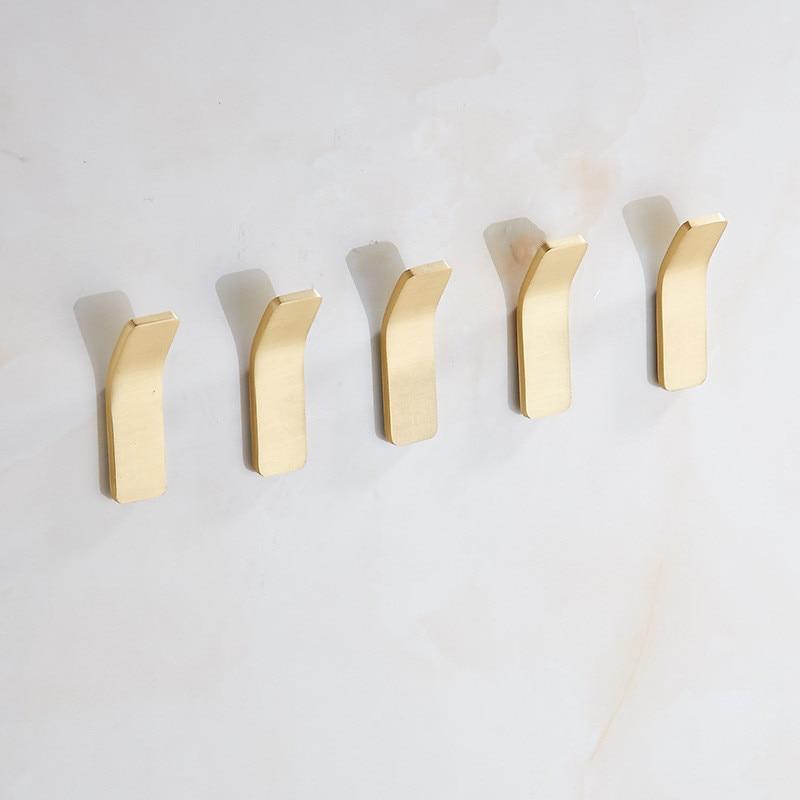 Brass Wall Hooks, Set of Five