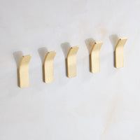 Brass Wall Hooks, Set of Five