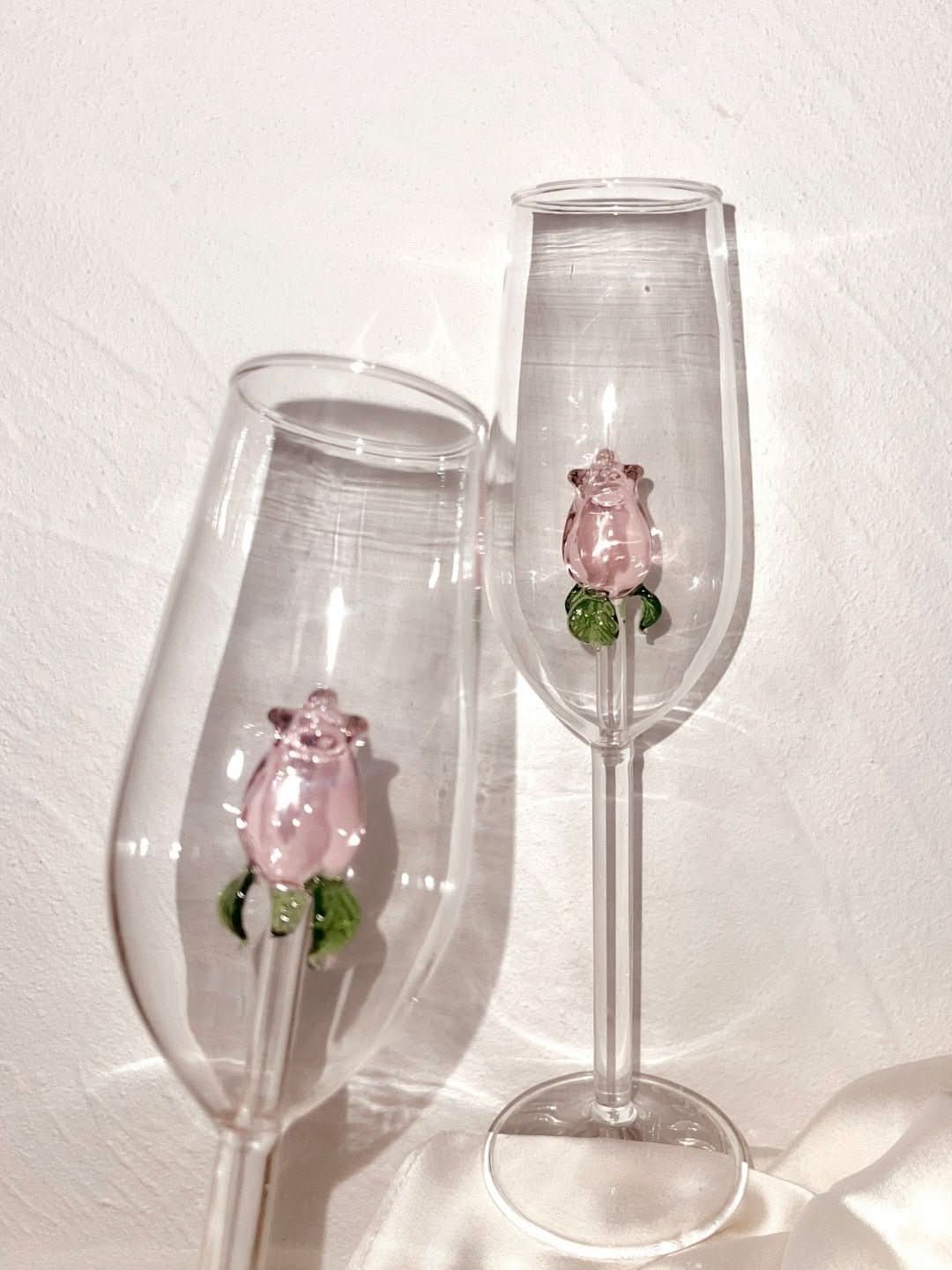 Handmade Pink Glass Tumbler and Goblets