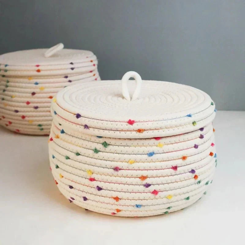 Cotton Rope Storage Basket with Lid