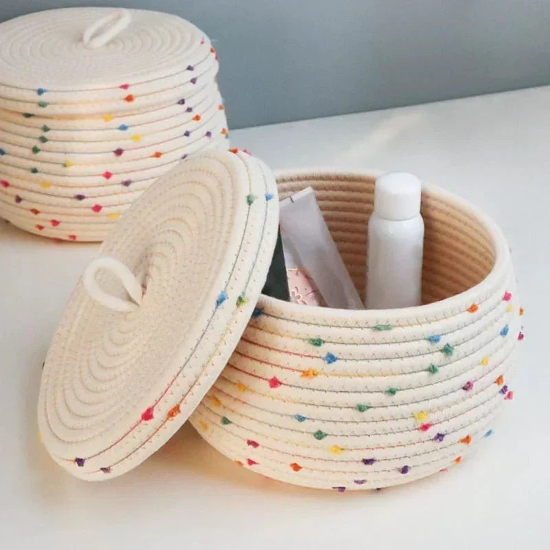 Cotton Rope Storage Basket with Lid