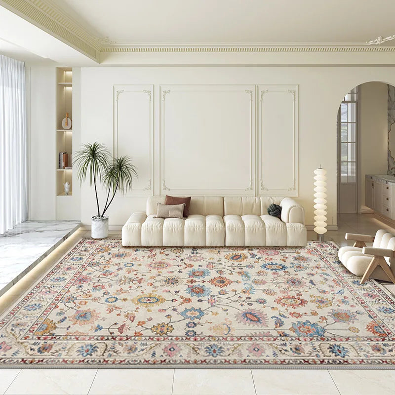 Supplier reference photograph of the Bahia Bohemian Velvet Rug in colourway FSJR-203, shown in a panelled living room