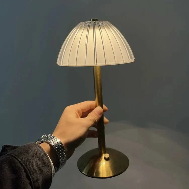 Crystal lamp lit on table
