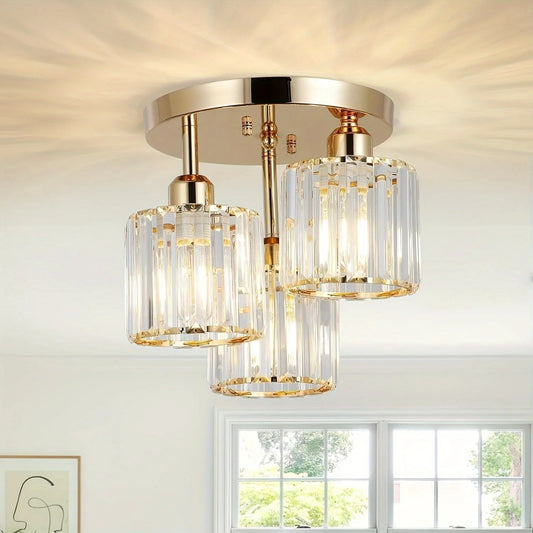 Three-Light Crystal Semi-Flush Light