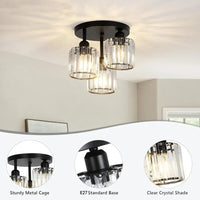 Three-Light Crystal Semi-Flush Light