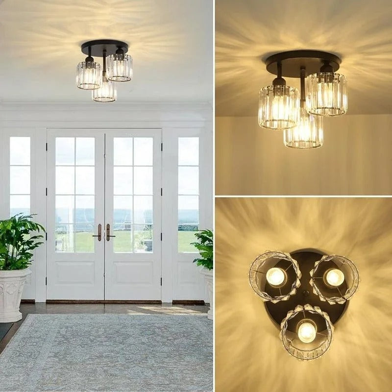 Three-Light Crystal Semi-Flush Light