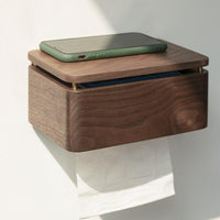 Timber and Brass Toilet Roll Holder