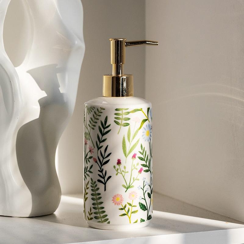 Floral Ceramic Soap Dispenser