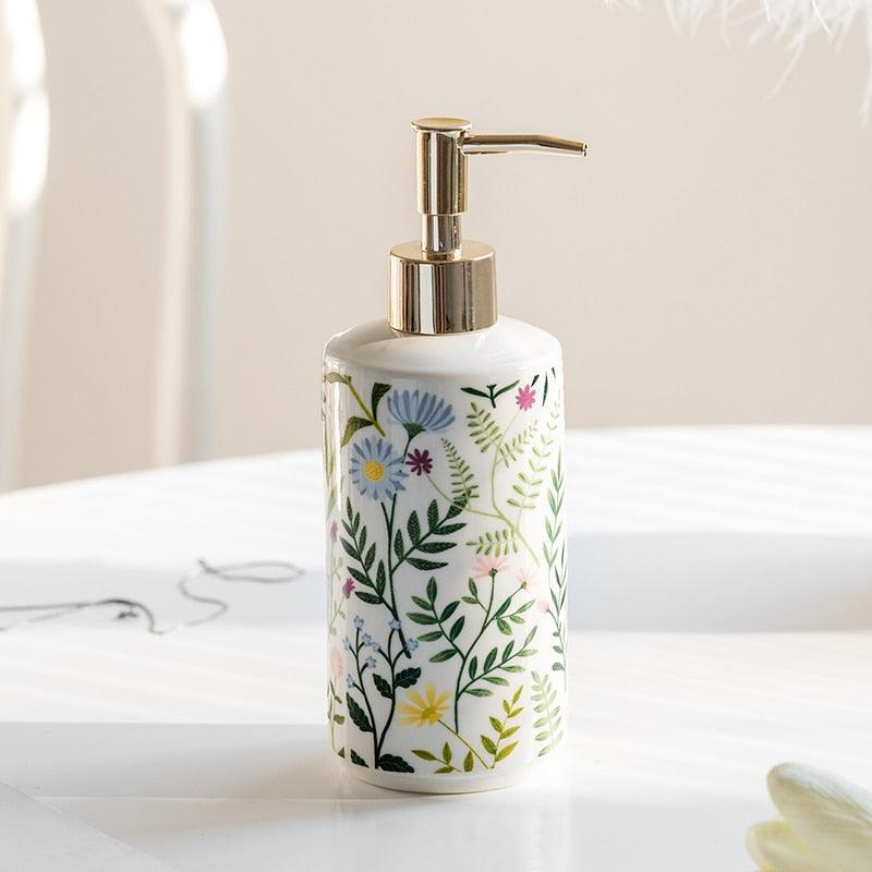 Floral Ceramic Soap Dispenser