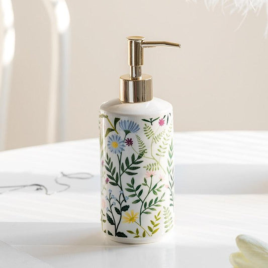 Floral Ceramic Soap Dispenser