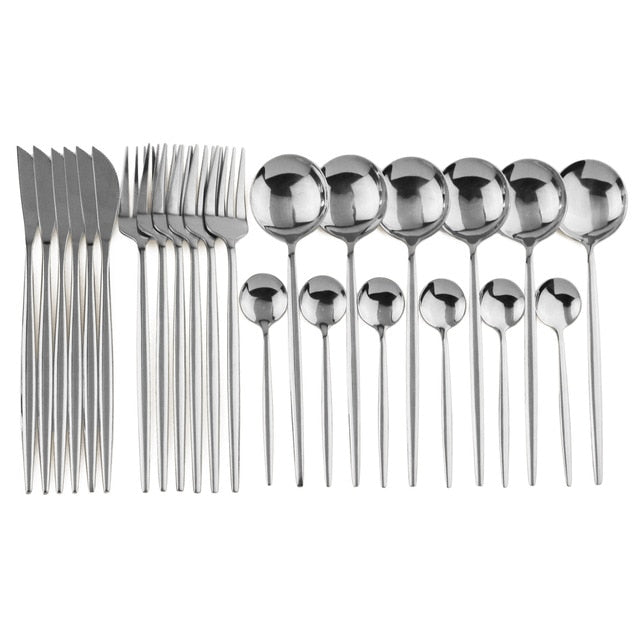 Colour Finish Cutlery Set, 24 Piece