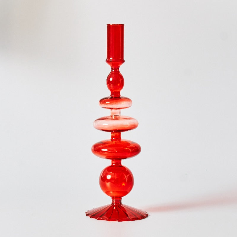 Cherry Red Glass Candle Holders and Vases