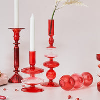 Cherry Red Glass Candle Holders and Vases