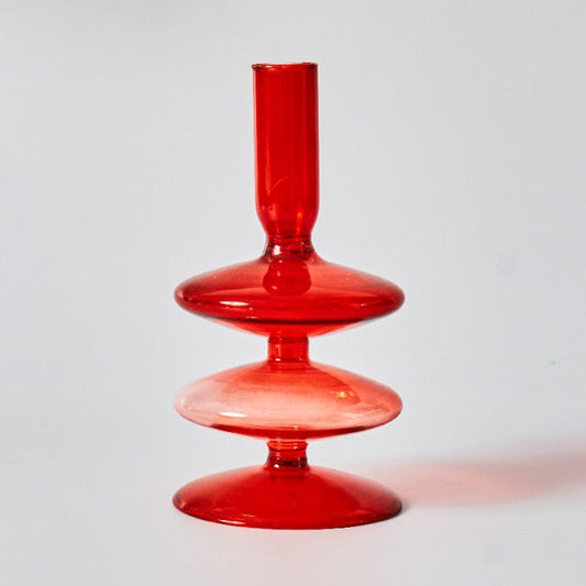 Cherry Red Glass Candle Holders and Vases