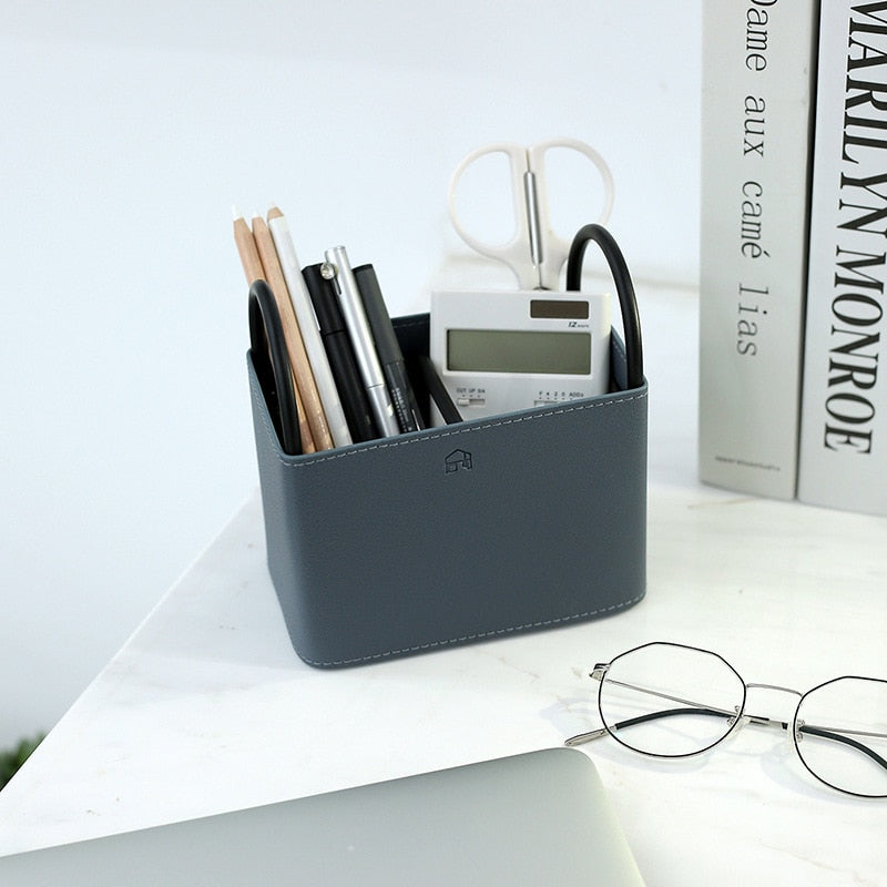 Faux Leather Storage Basket