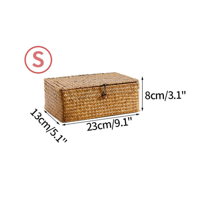 Handwoven seagrass storage box