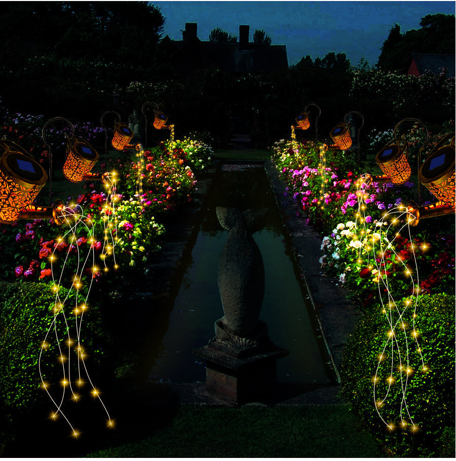 Cascading Solar Watering Can Light