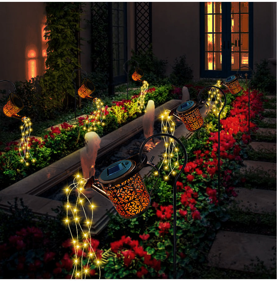 Cascading Solar Watering Can Light