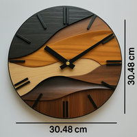 Wood-Grain Round Wall Clock 30cm