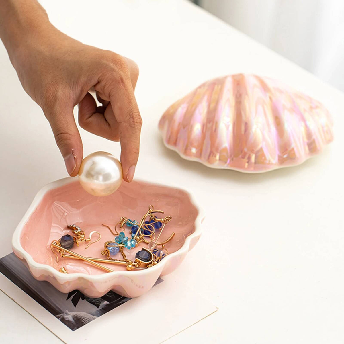 Clam Shell Ceramic Trinket Dish