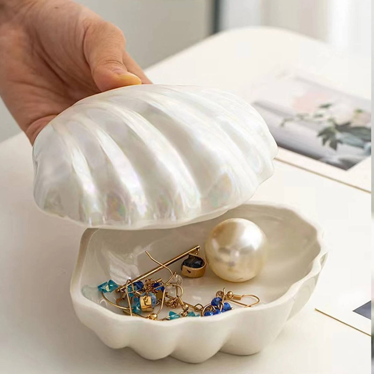 Clam Shell Ceramic Trinket Dish