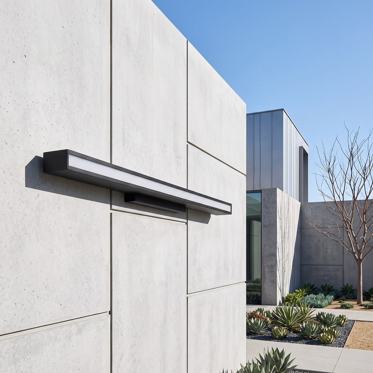 Sela linear wall light daytime architectural detail