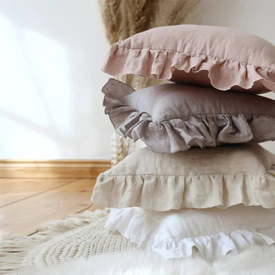 Linen Ruffle Edge Cushion Cover