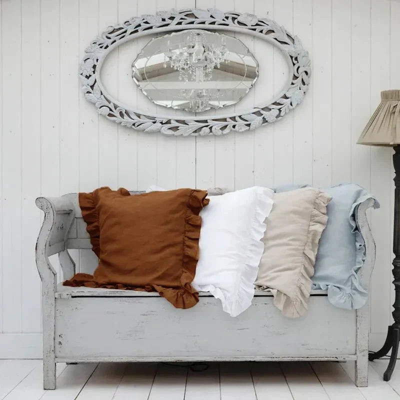 Linen Ruffle Edge Cushion Cover