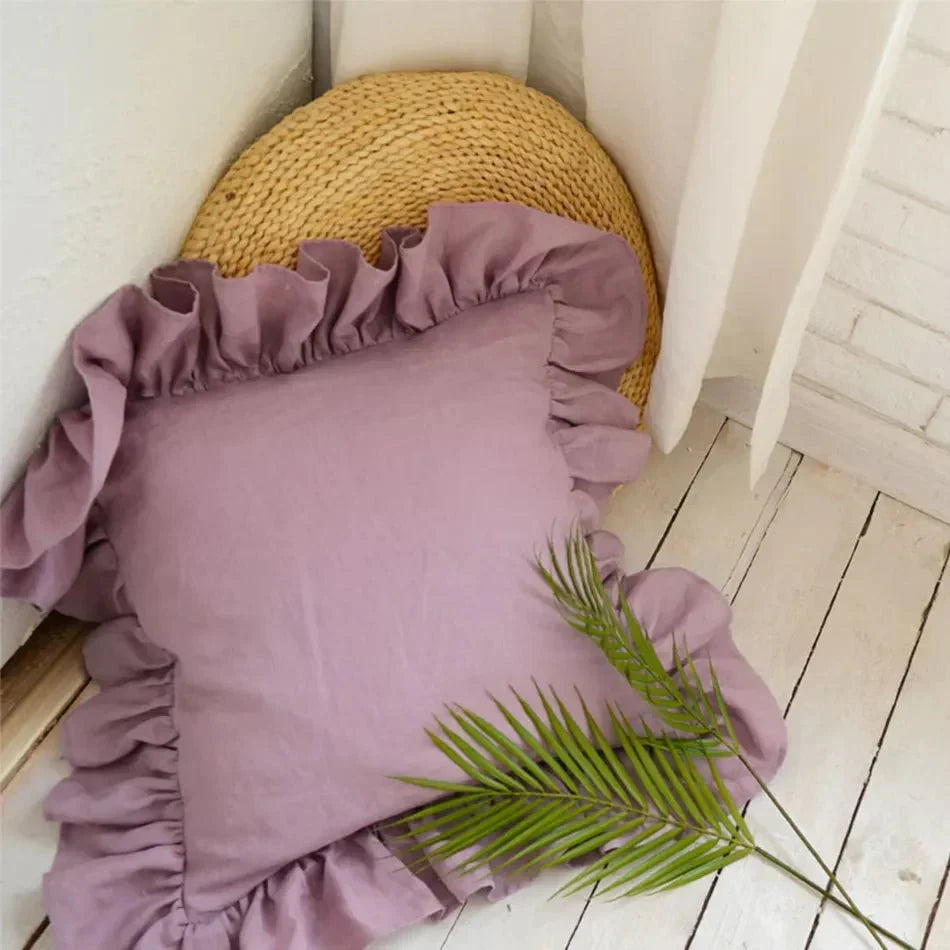 Linen Ruffle Edge Cushion Cover