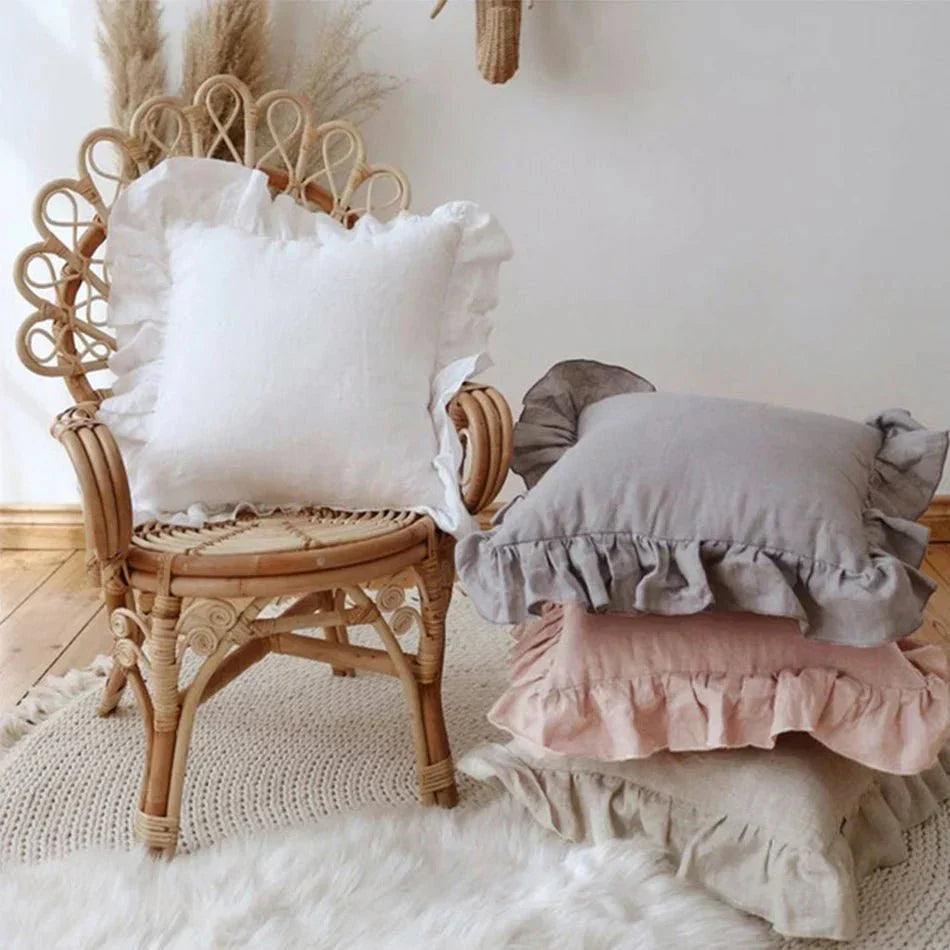 Linen Ruffle Edge Cushion Cover