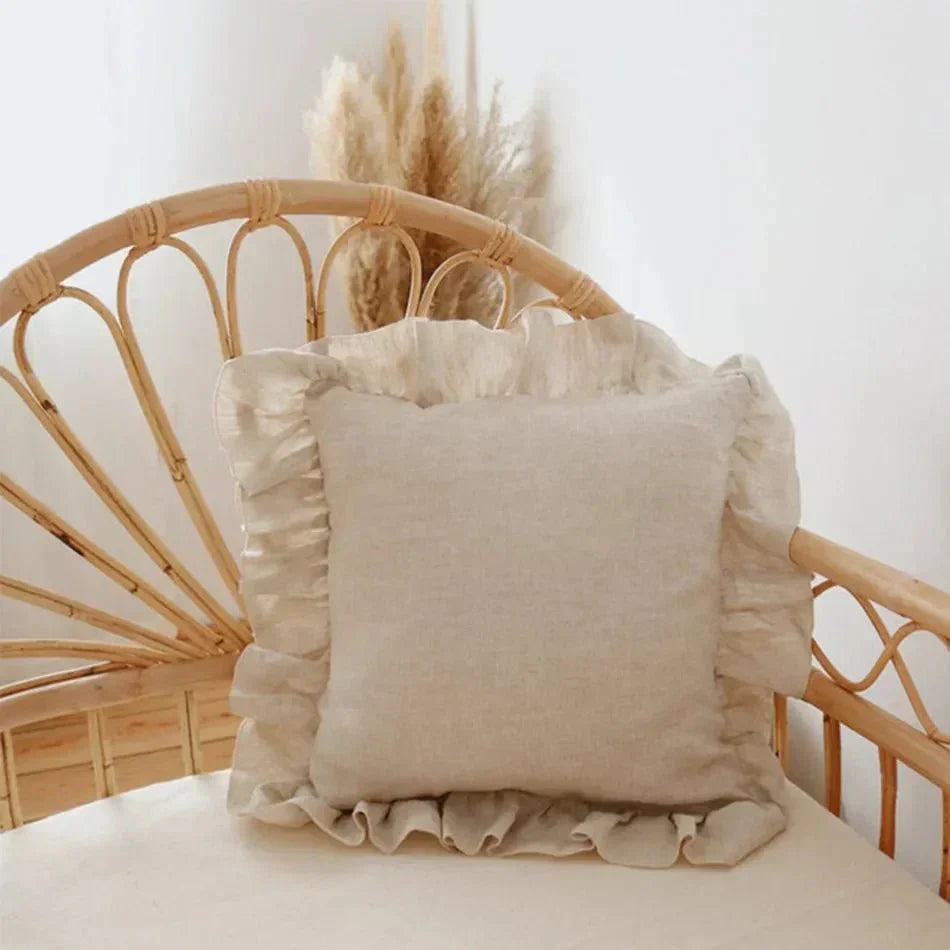 Linen Ruffle Edge Cushion Cover