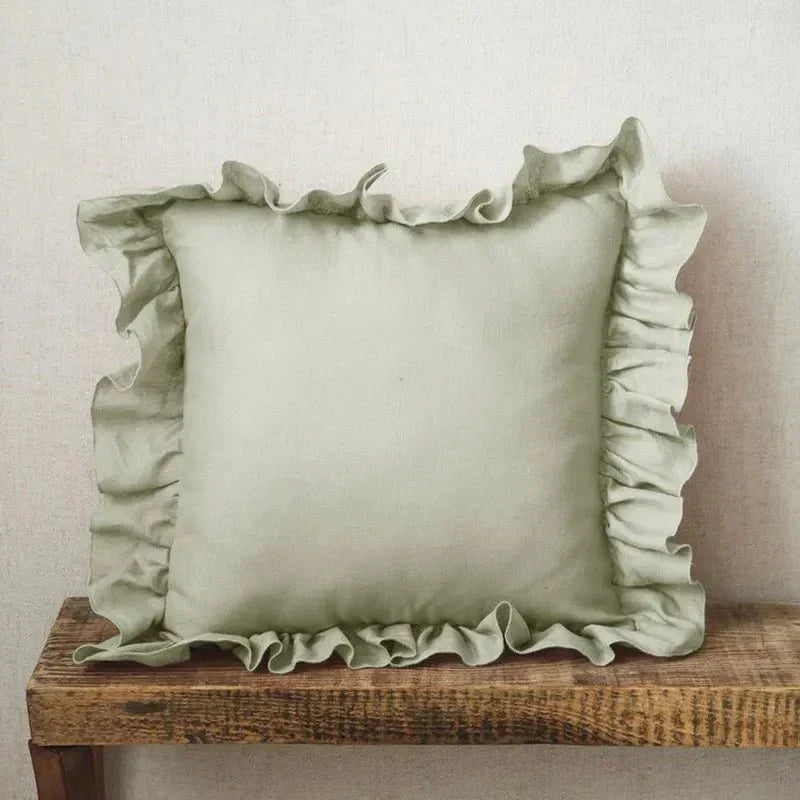 Linen Ruffle Edge Cushion Cover