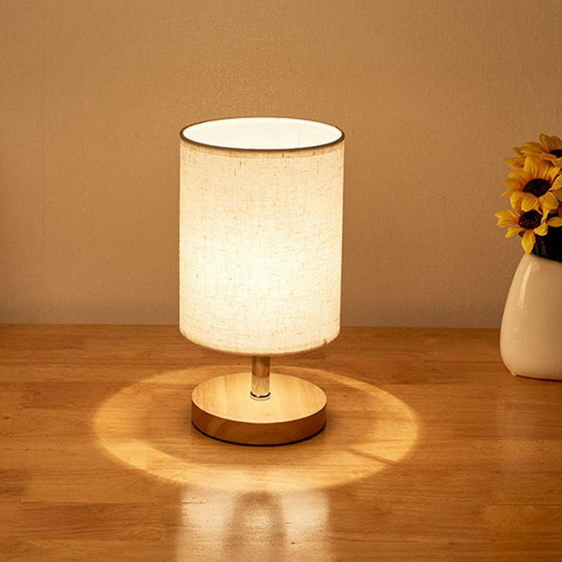 Linen and Wood Table Lamp 25cm