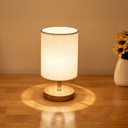 Linen and Wood Table Lamp 25cm