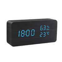 Wood-Effect LED Cube Alarm Clock